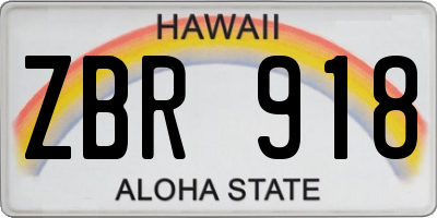 HI license plate ZBR918