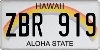 HI license plate ZBR919