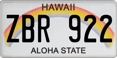 HI license plate ZBR922