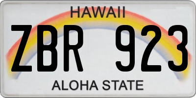 HI license plate ZBR923