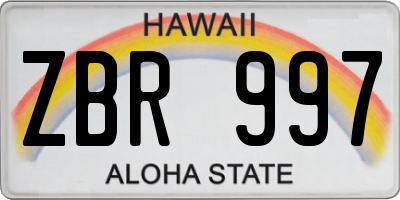 HI license plate ZBR997
