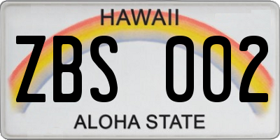 HI license plate ZBS002