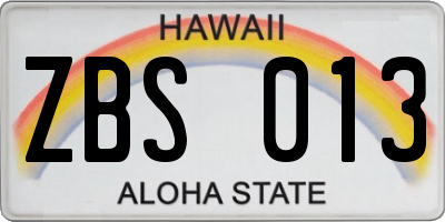 HI license plate ZBS013