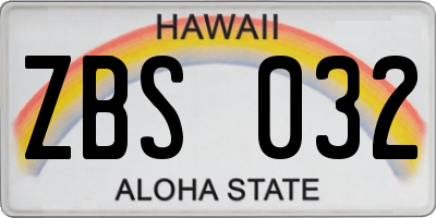 HI license plate ZBS032