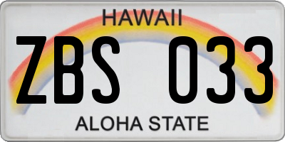 HI license plate ZBS033