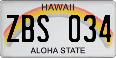 HI license plate ZBS034