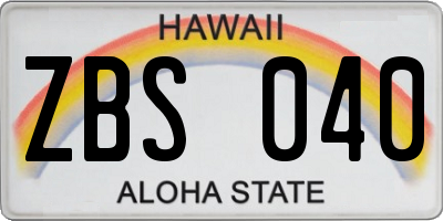 HI license plate ZBS040