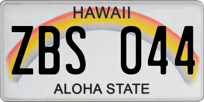 HI license plate ZBS044