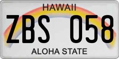 HI license plate ZBS058