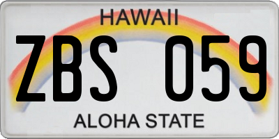 HI license plate ZBS059