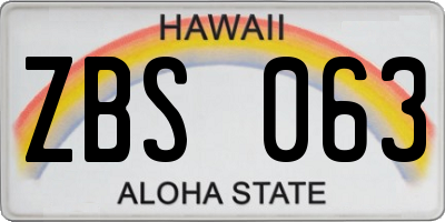 HI license plate ZBS063