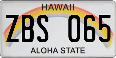 HI license plate ZBS065