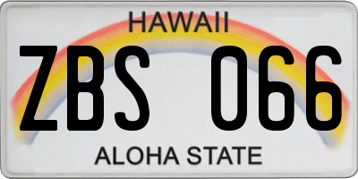 HI license plate ZBS066