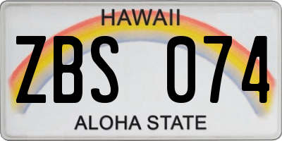 HI license plate ZBS074