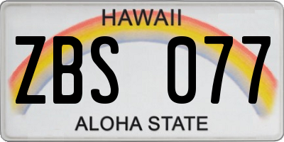 HI license plate ZBS077