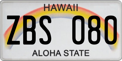 HI license plate ZBS080