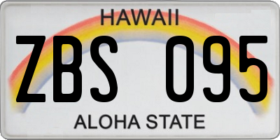 HI license plate ZBS095