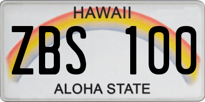 HI license plate ZBS100