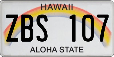 HI license plate ZBS107