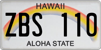 HI license plate ZBS110