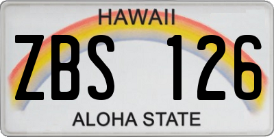 HI license plate ZBS126