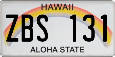 HI license plate ZBS131