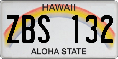 HI license plate ZBS132