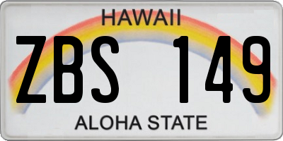 HI license plate ZBS149