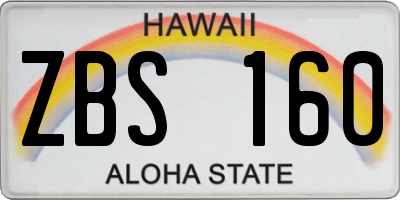HI license plate ZBS160
