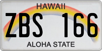 HI license plate ZBS166