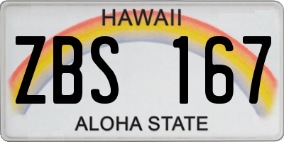 HI license plate ZBS167