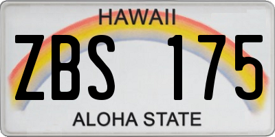 HI license plate ZBS175