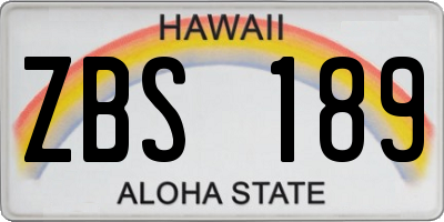 HI license plate ZBS189