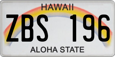 HI license plate ZBS196