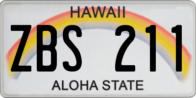 HI license plate ZBS211