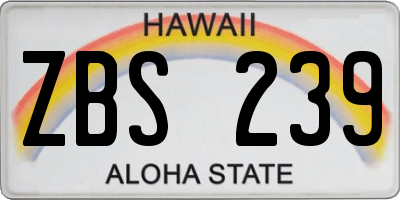 HI license plate ZBS239