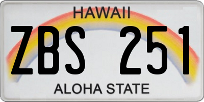 HI license plate ZBS251