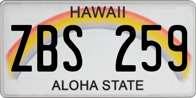 HI license plate ZBS259