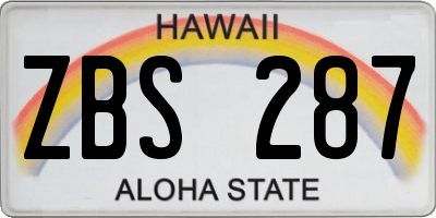HI license plate ZBS287