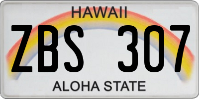HI license plate ZBS307