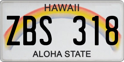 HI license plate ZBS318