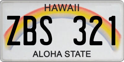 HI license plate ZBS321