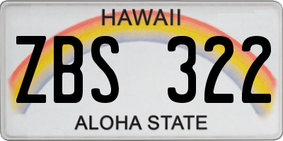 HI license plate ZBS322