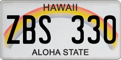 HI license plate ZBS330