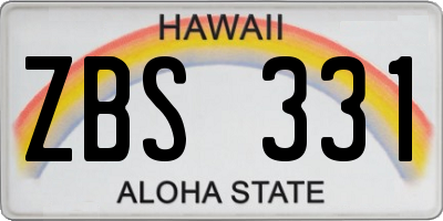 HI license plate ZBS331