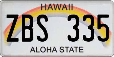 HI license plate ZBS335