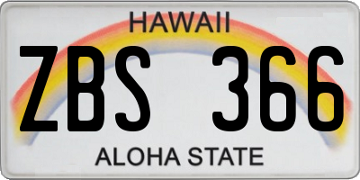 HI license plate ZBS366