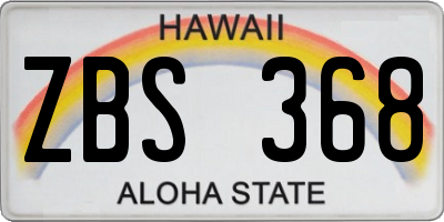 HI license plate ZBS368