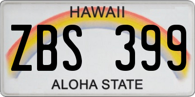 HI license plate ZBS399