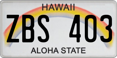 HI license plate ZBS403